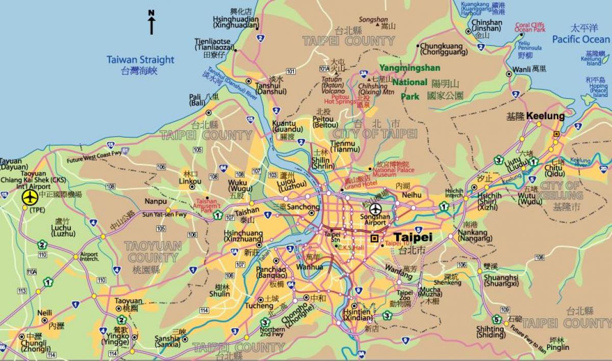 Taipeija u centru mapu