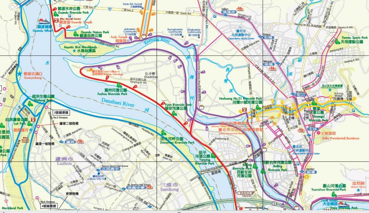 mapa Taipeija bicikl put