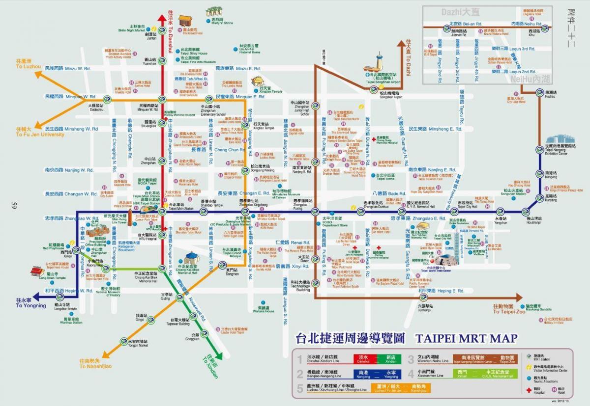 Taipeija mrt mapa sa turističke lokacije