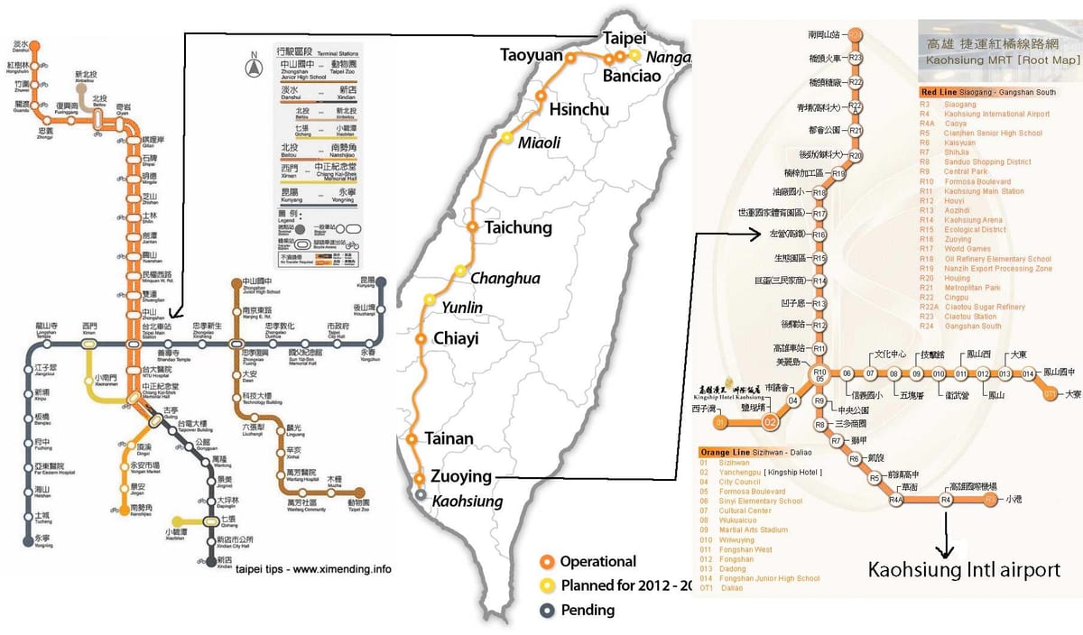 mapa Taipeija srednje brzine željeznička stanica