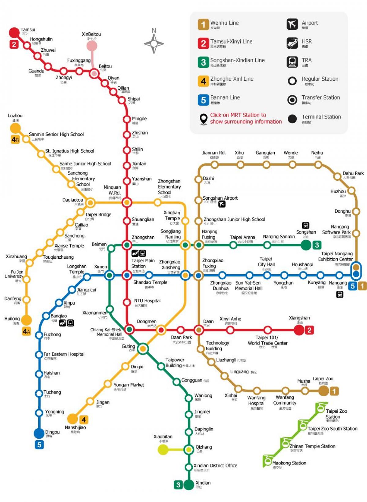 Taipeija željezničke stanice mapu